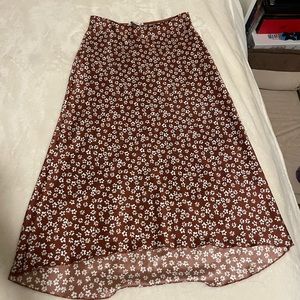 Abercrombie & Fitch Midi Floral Satin Skirt